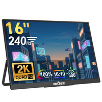 Monitor Laptop Eksternal 16 Inci 240Hz dengan Speaker Terintegrasi, Visual Lancar untuk Hiburan Rumah Sehari-hari dan Pemutaran Video