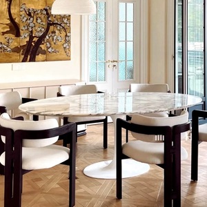 Luxury French Style Top Quality <strong>Tulip</strong> Oval White Marble Sintered Stone Dining <strong>Table</strong> - Product Image 2