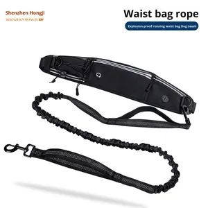 Correa de Cintura Multifuncional para Mascotas, Ajustable, de Nailon a Rayas, con Bolsa, Retráctil, con Costuras Reflectantes - Product Image 4