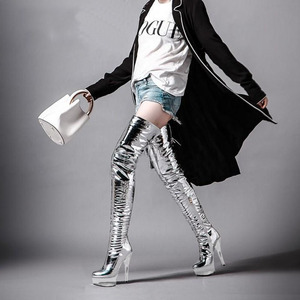 Zapatos Tacones 15CM Women Pole Dance Thigh High Heels Model Stiletto Lace-up Platform <b>Shoes</b> Over-the-knee Boots for Ladies - Product Image 5