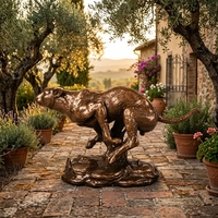Figurine de panthère rampante en bronze artisanale - Taille entièrement personnalisable, pose de traquement et finition patine antique, sculpture en bronze