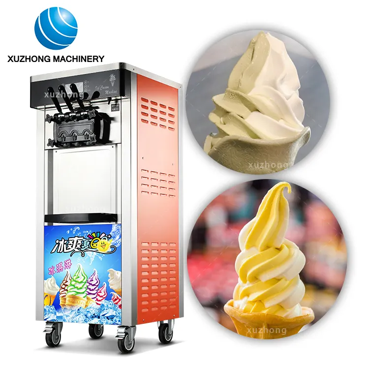 Machine à glace professionnelle en acier inoxydable, pour service et fabrication de desserts, Commercial, gâteaux, 3 parfums