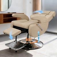 Chaise de coiffeur de salon pivotante à 360 degrés, inclinable hydrauliquement, en cuir, de qualité supérieure