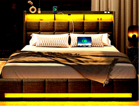 Lit double en bois pour chambre à coucher, lit queen-size