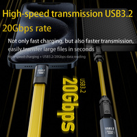 Cable de Datos USB C Hembra a Tipo C Macho de Alta Velocidad PD 100W, 20Gbps FPC, Cable de Carga para Transmisión de Datos y Audio HD Más Rápida