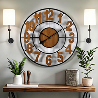 Horloge murale en métal de grande taille, accent décoratif pour la maison, 90,81*3,18*90,81CM, horloge murale en bois à chiffres romains pour le salon
