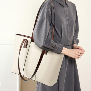 Sac fourre-tout polyvalent en cuir véritable pour femme, grande capacité, avec fermeture à glissière et fermoir, 32x13x26cm - Product Image 4