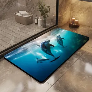 (CHAKME) Diatomite mud rug Mermaid Scale Print Vehicle Front Rear Carpets fish swim carpet