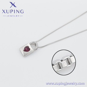 A00334450 gioielli XUPING Premium cristallo di vendita calda coppia Love Lock rosso cremisi ciondolo collana - Product Image 3