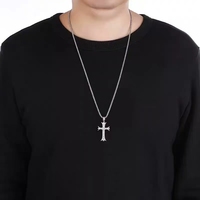 Collier pendentif croix style Hip Hop en acier titane avec zircon, bijou tendance à maillons pour cadeau ou accessoire