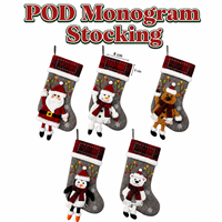 Chaussette de Noël à cinq caractères, personnalisable avec broderie de nom, vente en gros, fournisseur POD