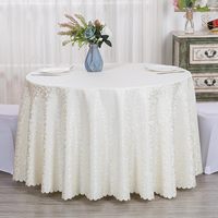 Nappe Damassée Blanche à Motif Fantaisie en Polyester Résistante pour Mariage