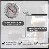 Termometer Daging BBQ Nirkabel Tahan Air dengan Dial 1-Inci dari Baja Tahan Karat untuk Memanggang, Memanggang Kue & Penggunaan Dapur