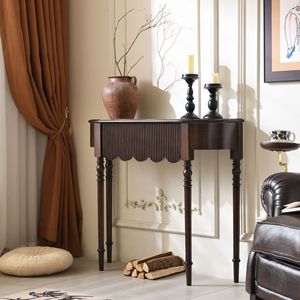 Aoga Furniture American Style Solid Wood Entryway Table Semi <b>Circular</b> Standing Storage <b>Shelf</b> For Living Room - Product Image 3