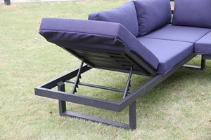 Mobilier d'extérieur moderne en aluminium 4 pièces en forme de L canapé-lit de camping en aluminium coussin sectionnel canapé d'extérieur - Product Image 5