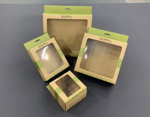 Boîte en papier kraft brun recyclé sur mesure pour smartphone, câble de données USB 3 en 1, avec fenêtre transparente - Product Image 1