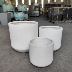 Pot de fleurs d'intérieur en gros, grand pot rond en fibre d'argile, kit de pots de fleurs de jardin, prix d'usine bon marché pour les centres commerciaux - Product Image 2