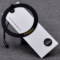 Étiquette en papier de haute qualité, écologique, personnalisée, avec impression de technologie de gaufrage à motif circulaire, pour sacs, chaussures, vêtements