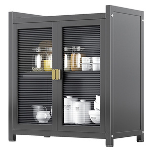 Étagère à vaisselle moderne à trois niveaux en métal non pliable, rangement pour baguettes, armoire de cuisine anti-poussière, étagère de <span class=keywords><strong>porte</strong></span> de <span class=keywords><strong>placard</strong></span> - Product Image 3