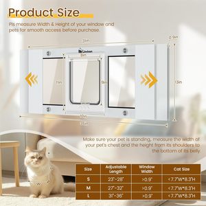 Porte pour chat Senfey, installation rapide, largeur réglable, fermeture magnétique, design résistant aux intempéries, cadre en aluminium, insonorisé - Product Image 4