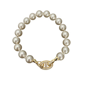 Pulsera <span class=keywords><strong>de</strong></span> Perlas <span class=keywords><strong>Swarovski</strong></span> Redondas Elegantes <span class=keywords><strong>de</strong></span> Estilo Francés, Joyería <span class=keywords><strong>de</strong></span> Mano Versátil <span class=keywords><strong>de</strong></span> Alta Gama para <span class=keywords><strong>Mujer</strong></span> - Product Image 5
