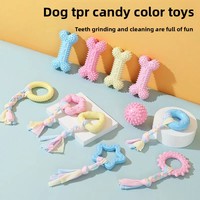 Jouet à mâcher pour chien MX-BTTPR en TPR – Os durable pour la dentition des chiots, nettoyage des dents, divertissement et entraînement anti-ennui