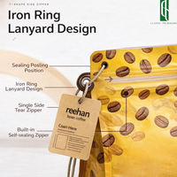 Sachet de café personnalisé avec valve et fermeture éclair, pochette à fond plat avec étiquette de marque, petit emballage pour grains torréfiés
