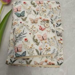 Non-embroidery New Ins Style A5 Loose-Leaf Rectangle Diary & <b>Notebook</b> Notepad <b>Cute</b> Pure Handmade Jacquard Cloth Butterfly Floral - Product Image 2