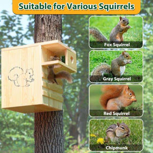 <span class=keywords><strong>Casetta</strong></span> per Scoiattoli in Legno Personalizzata e Allargata, Grande Nido Esterno con Piattaforma Esterna per Scoiattoli e Pecorelli - Product Image 5