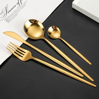 Vente en gros de couverts en acier inoxydable pour la maison et le restaurant, vaisselle de mariage, ensemble de couverts en or avec cuillère, fourchette et couteau