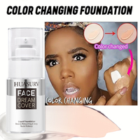 Fond de Teint Liquide Naturel en Pot de Verre HUASURV en Gros, Couvrance Totale, Correcteur Changeant de Couleur, Fini Mat Longue Durée