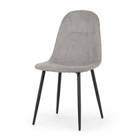 Chaise de salle à manger moderne en lin avec dossier incurvé et pieds en métal noir - Chaise d'appoint respirante et ergonomique pour la maison, le café ou le bureau