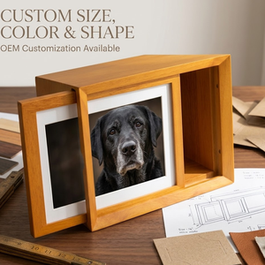 Boîte commémorative pour animaux de compagnie en bois massif personnalisée avec cadre photo, urne funéraire pour animaux de compagnie, boîte à cendres pour <span class=keywords><strong>chien</strong></span> et chat, vente en gros - Product Image 5