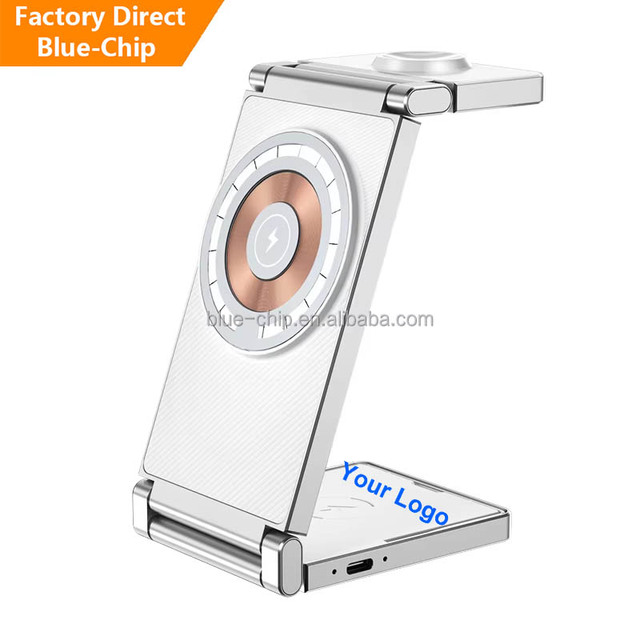 Multifunctional Stand 15W Power Headphone Holder Adaptor Phone Table Fast Charging Magnet Foldable 4 in 1 Wireless Charger