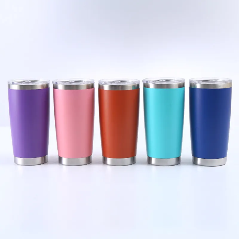 Wholesale 20oz Powder Coated 304 Stainless Steel Metal Tumbler Bulk Double Wall Vacuum Insulated Travel Mug Coffee Cup With Lid