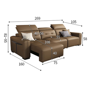 Divano Elettrico Multifunzionale in Pelle Personalizzato, Salvaspazio, Telescopico, con Controllo Remoto per Soggiorno - Product Image 5