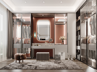 Système de dressing modulaire sur mesure avec éclairage LED, portes en panneaux mélaminés et coiffeuse intégrée – Style minimaliste
