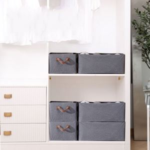 Collapsible Cationic Fabric <b>Shelf</b> Storage <b>Baskets</b> Bins with Metal Frame for Closet Organizing - Product Image 3