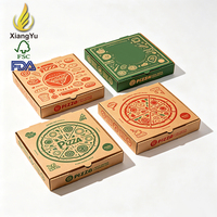 Boîte à pizza en carton ondulé avec logo personnalisé, impression HD CMYK à l'encre à base d'eau, pour la livraison à emporter des restaurants et une utilisation résistante à la graisse