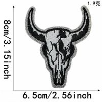 En gros, Patch brodé bleu 3 pouces avec crâne de taureau à paillettes argentées et cornes de taureau roses, thermocollant, pour chapeau de cowgirl western et casquette de camionneur