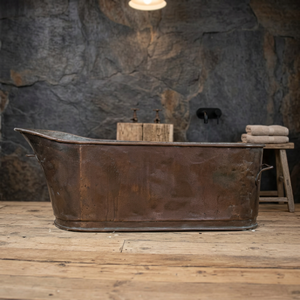 Baignoire autoportante ovale en cuivre, baignoire métallique rustique marron vintage pour salle de bain, villa, hôtel - Artisanat indien - Product Image 4
