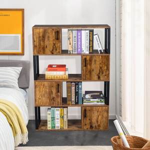 Moderno Boho Modulare Book Cabinet 6 Cub Storage Scaffale per libri in legno acciaio metallo nero industriale scaffali libreria - Product Image 3