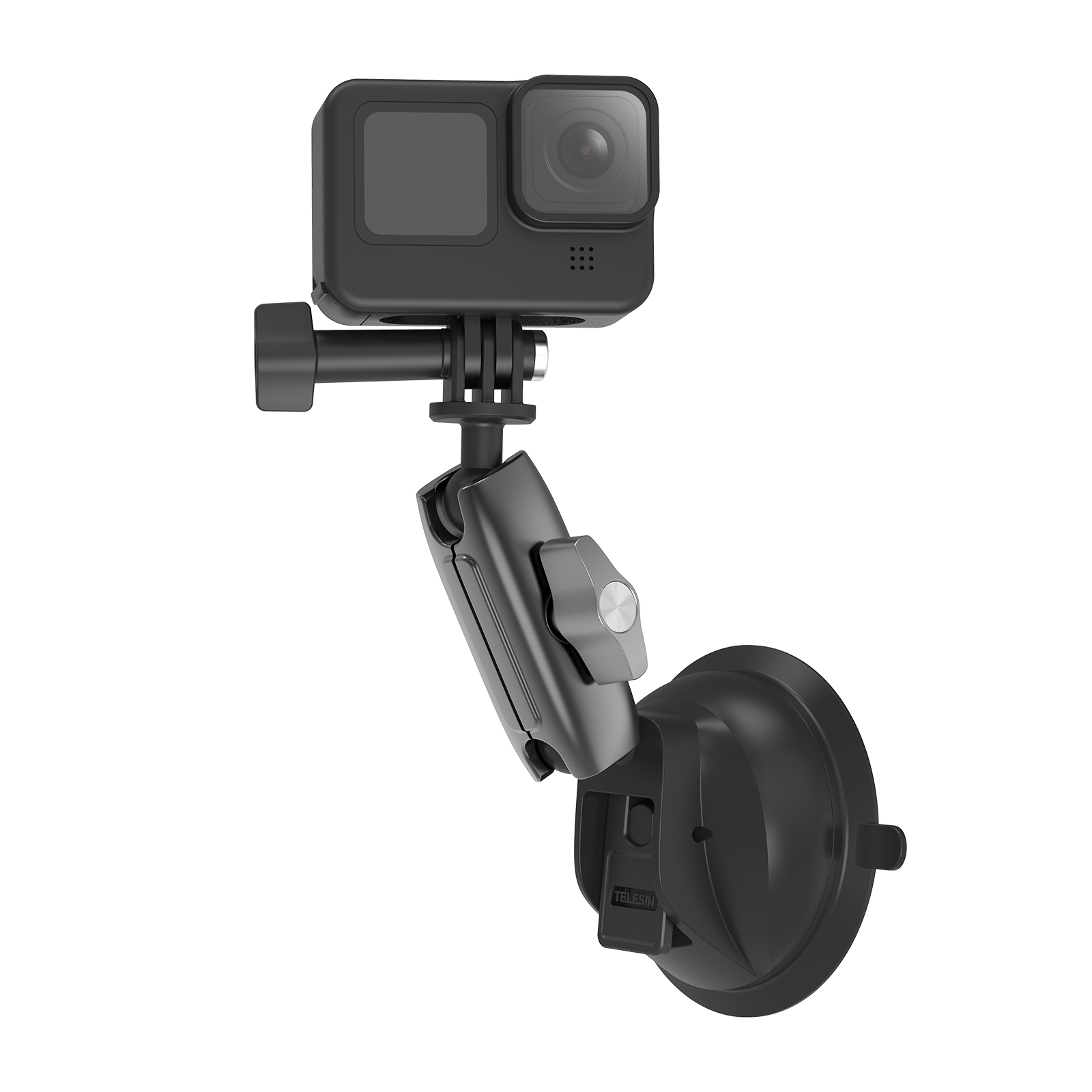 Telesin Action Camera <strong>GoPros</strong> <strong>Hero10</strong> Foldable Aluminum Alloy + PC 360 Degree Rotation Mounting Vacuum Windshield Suction Mount