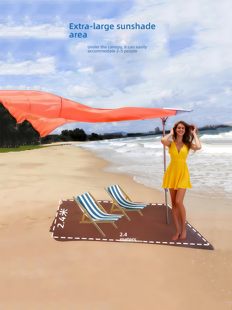 Wind-powered Summer Beach Canopy UV Protection Water Resistant Foldable Sunshade Tent Portable Large Space Quick-opening Tent