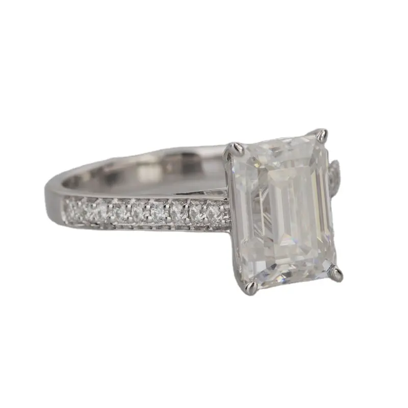 Provence Sieraden 14 k 18 k wit goud moissanite emerald cut engagement ring met 8.5x6mm losse moissanite