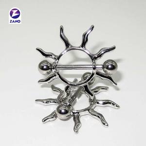 Pezón de acero inoxidable Piercing Sun Barbell Nipple Shield Ring Anillos de pezón encantadores para mujeres Piercing para el cuerpo Joyería - Product Image 4
