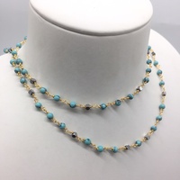 Chaîne de chapelet en fil de cuivre plaqué or avec perles de turquoise, nouvelle arrivée 2026, vente en gros d'usine