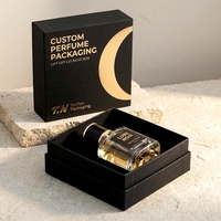 Boîte à parfum rigide noire de luxe sur mesure, deux pièces, avec couvercle amovible, pour présentation d'emballages de parfums personnalisés
