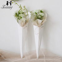 Boîte en papier pour fleurs, forme de cône, pour la Saint-Valentin, nouvelle boîte de transport pour rose unique en forme de cœur