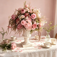 Arrangement de fleurs artificielles de luxe blanc et rose pour anniversaire, fête à domicile, décoration d'événements, fournitures pour jardin, traiteur et événements festifs
